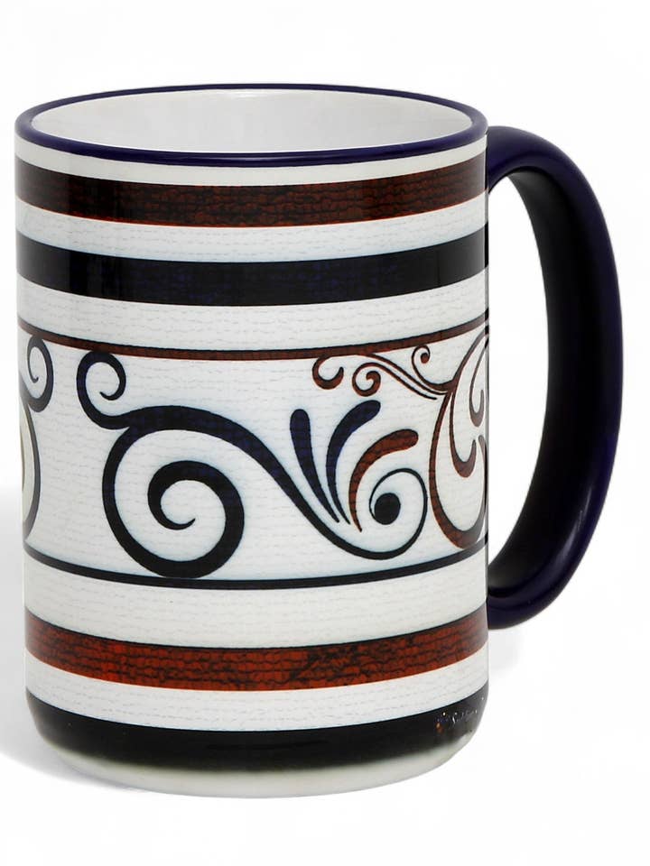 SUBLIMART: Rull- och randmönster av Mario Bruno 15 oz. hög porslinsmugg för wholesale av SublimArt