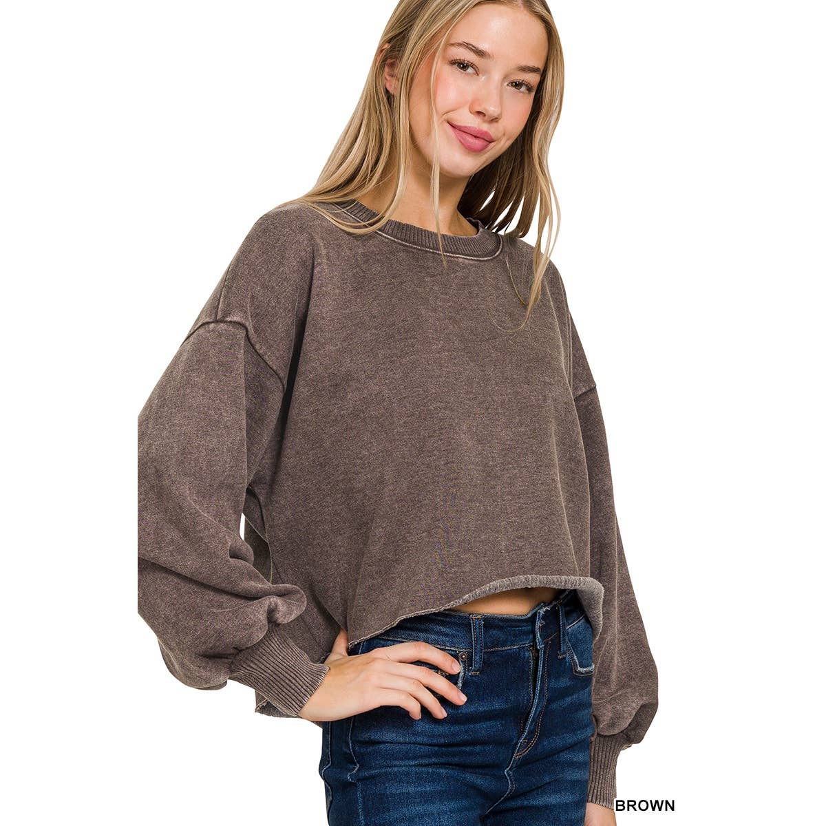 Apolline – Großhandel Sweatshirt – Damen – Apolline Acid-Wash Fleece Cropped Pullover1