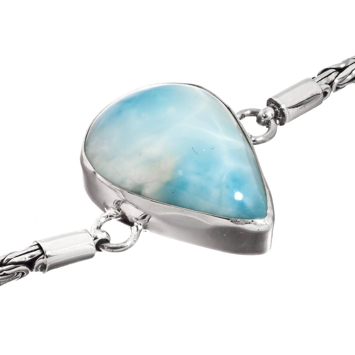 FifiRose - Wholesale Link & Chain Bracelet - 925 sterling silver dominican republic blue larimar sterling bracelet, 7-7.5"1