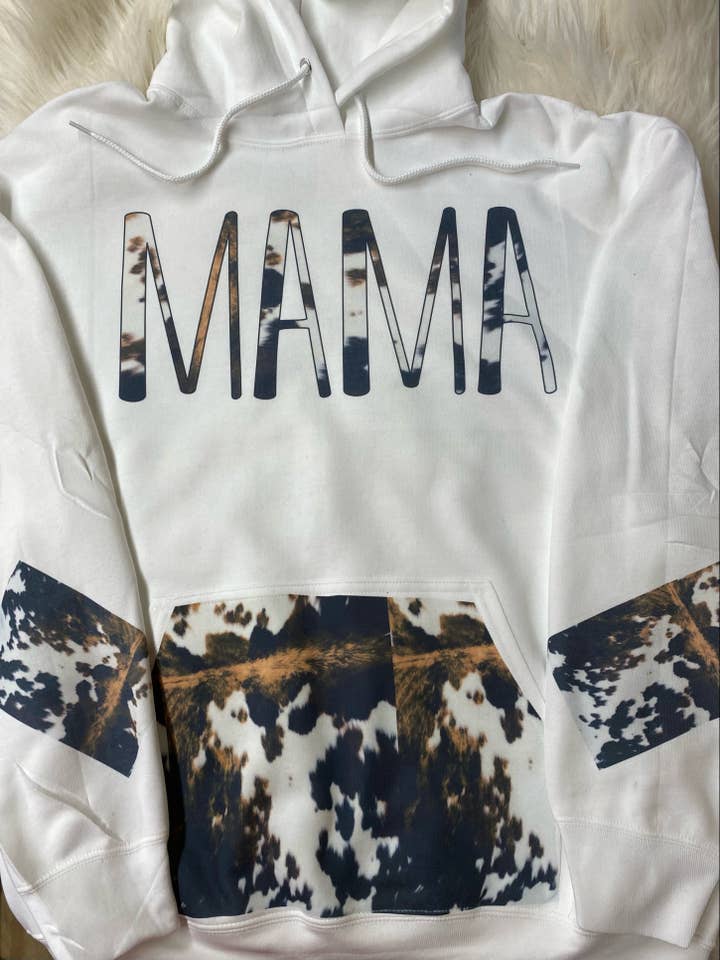 Sweat à capuche sublimé imprimé vache MAMA pour la vente par Neat Creations