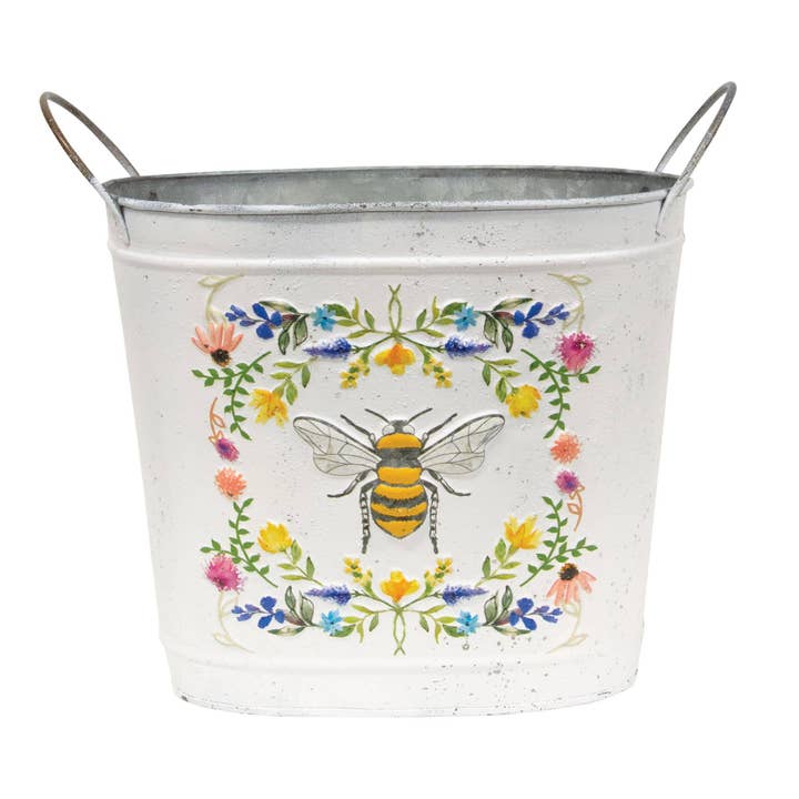 Honeybee Floral Oval Bucket for wholesale by CWI Gifts