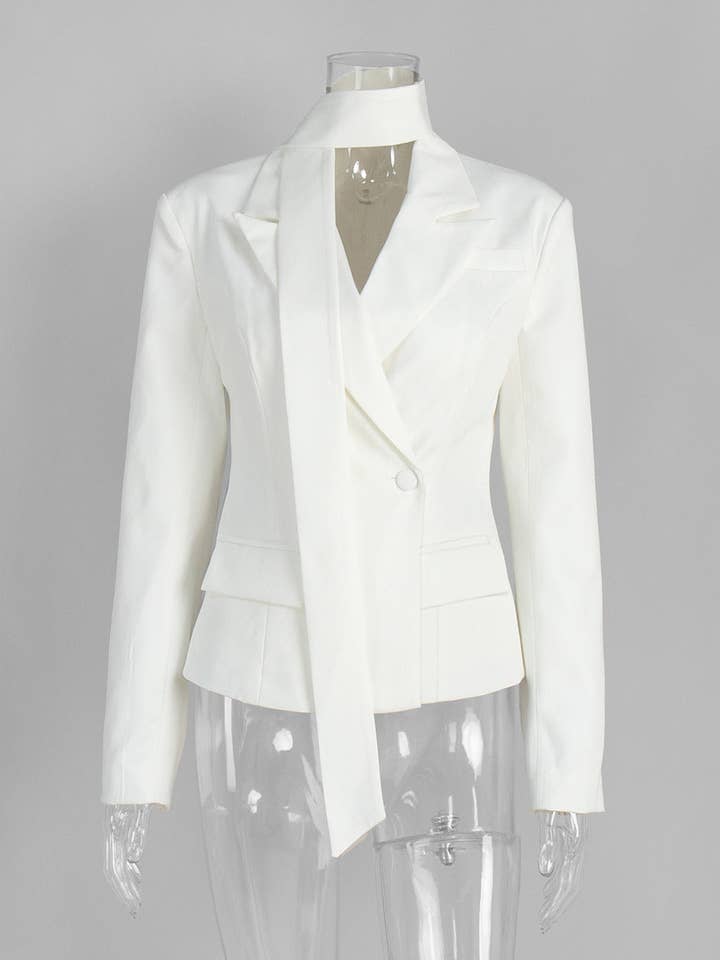 alberalkirk - Wholesale Blazer - Women's - Tie Waist Cropped Blazer Women Office Multiple Colors N5A343