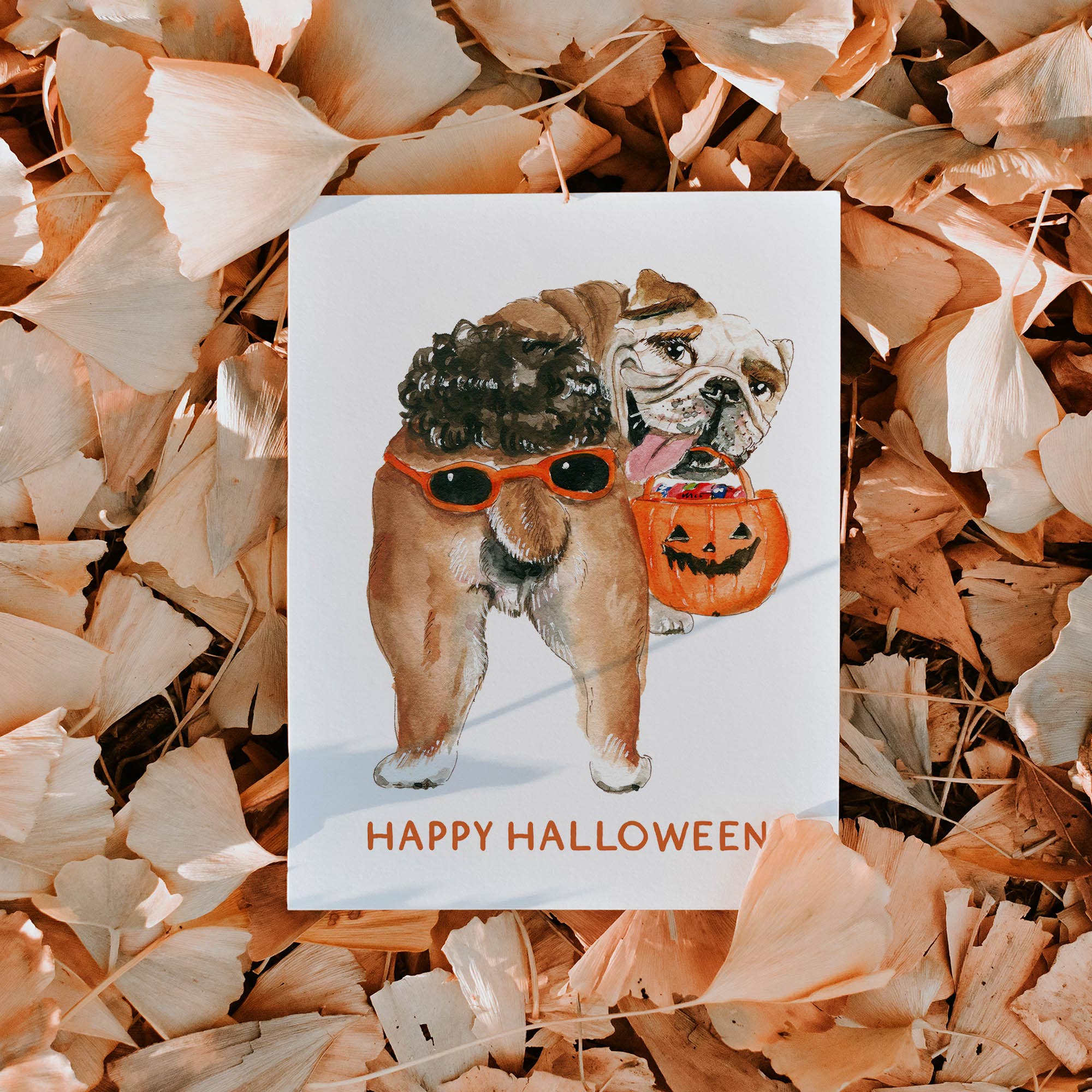 Liyana Studio - Wholesale Halloween Card - Bulldog Halloween Trick - Funny Halloween Card1