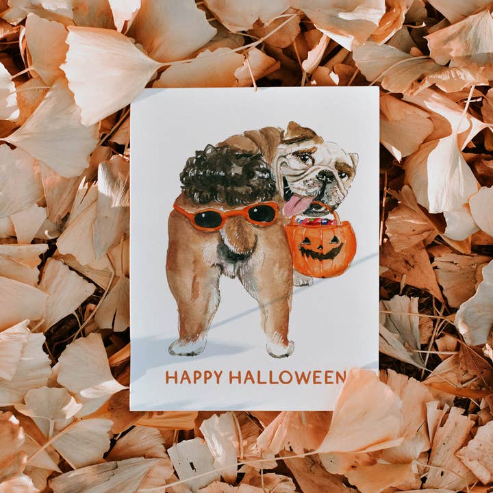 Liyana Studio - Wholesale Halloween Card - Bulldog Halloween Trick - Funny Halloween Card1