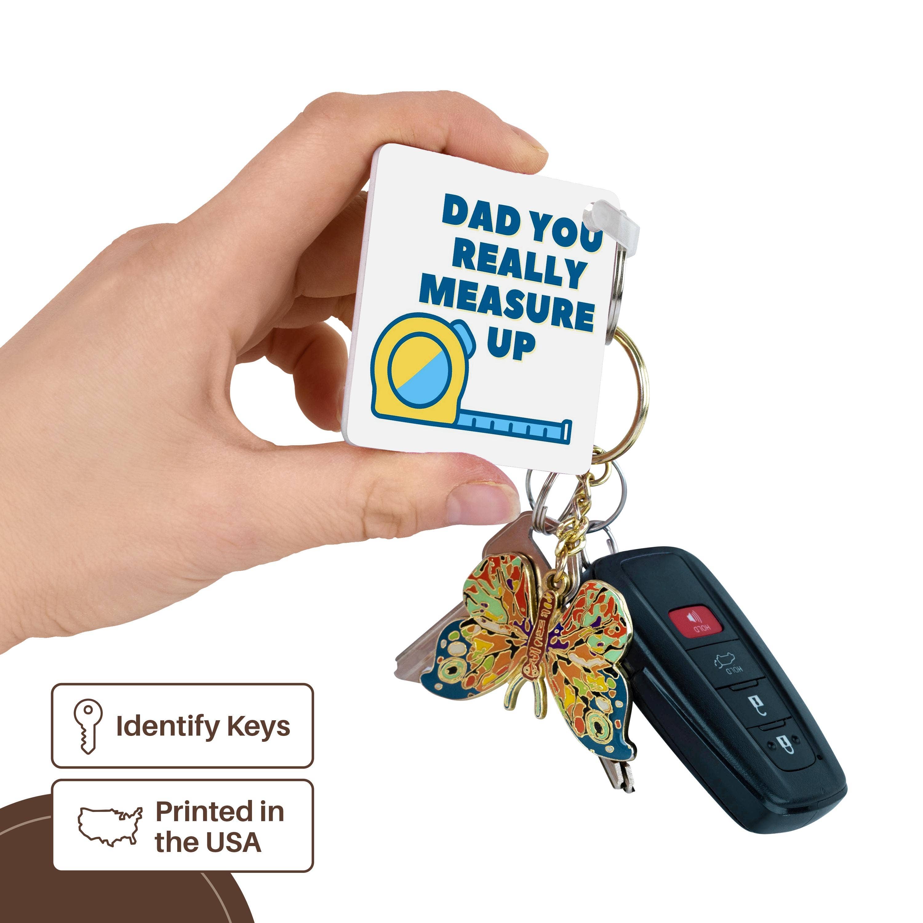 3dRose – Porta-chaves - Unissexo por atacado – 3dRose, Imagem de uma Fita Métrica com Texto de Pai, És Realmente de Medida, Porta-chaves2