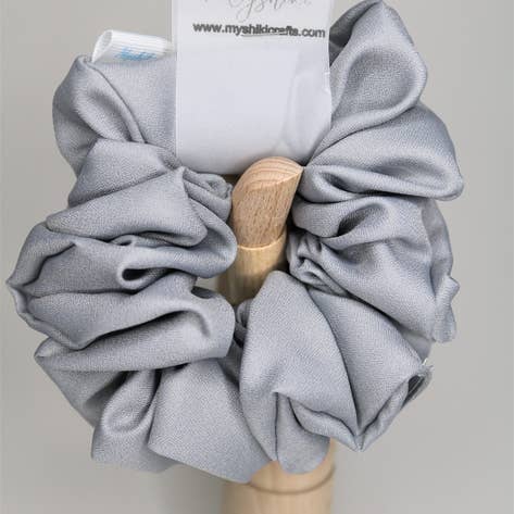 Solid Matte Scrunchie - Silver for wholesale by MyshikiCrafts, LLC.