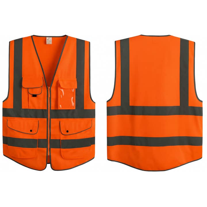 Reflective Safety Vest, ANSI Class 2, Multi-Pockets Orange for wholesale by G & F Products