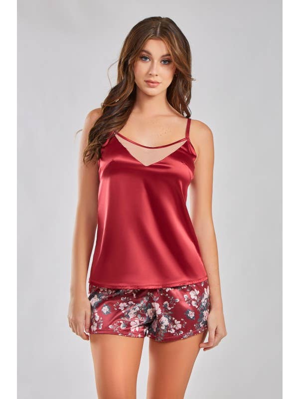 red nude Brittany Plus Size Floral Satin Bra and Panty Set for wholesale on Faire8