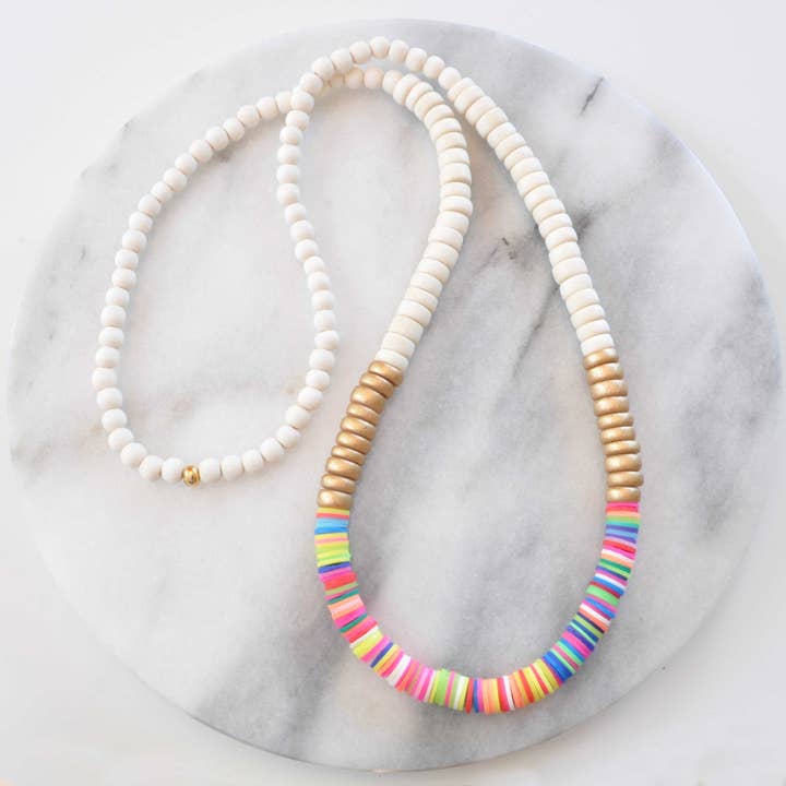 Heishi and Wood Bead Necklaces for wholesale by Libby & Smee