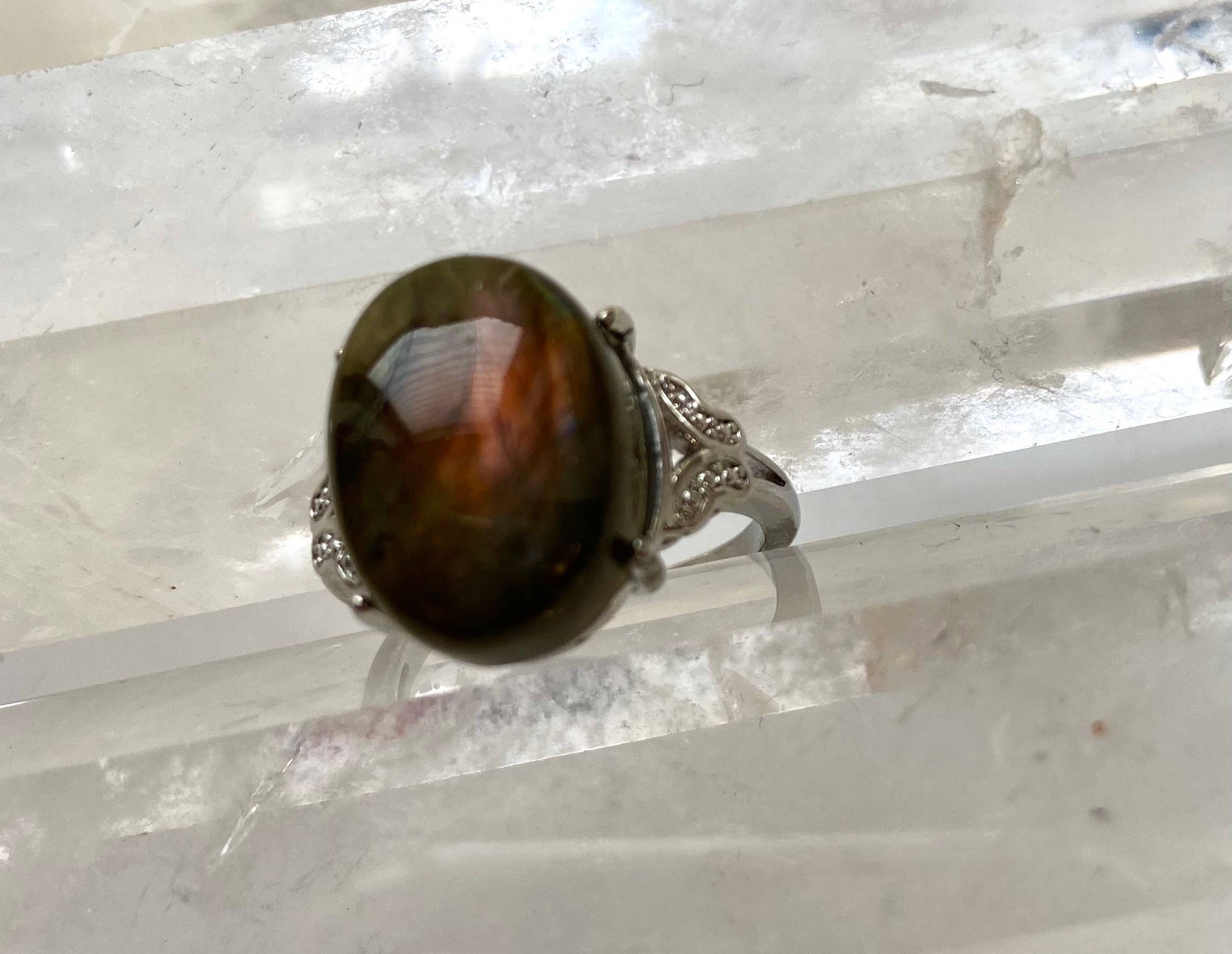 KayleeNYC - Vendita all'ingrosso Anelli con pietra singola/solitario - Anello in Labradorite Naturale Bronzo Bianco5