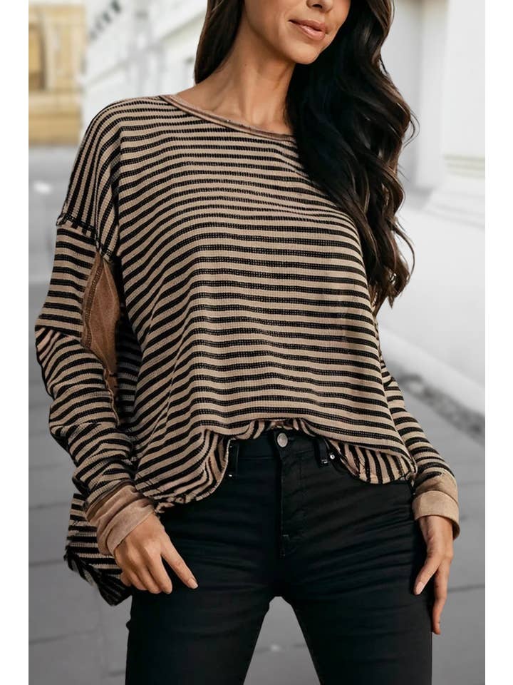 Aapparella - Wholesale Knit Top - Women's - Basic Stripe Patten Knit Long Sleeve Top | S-4X8