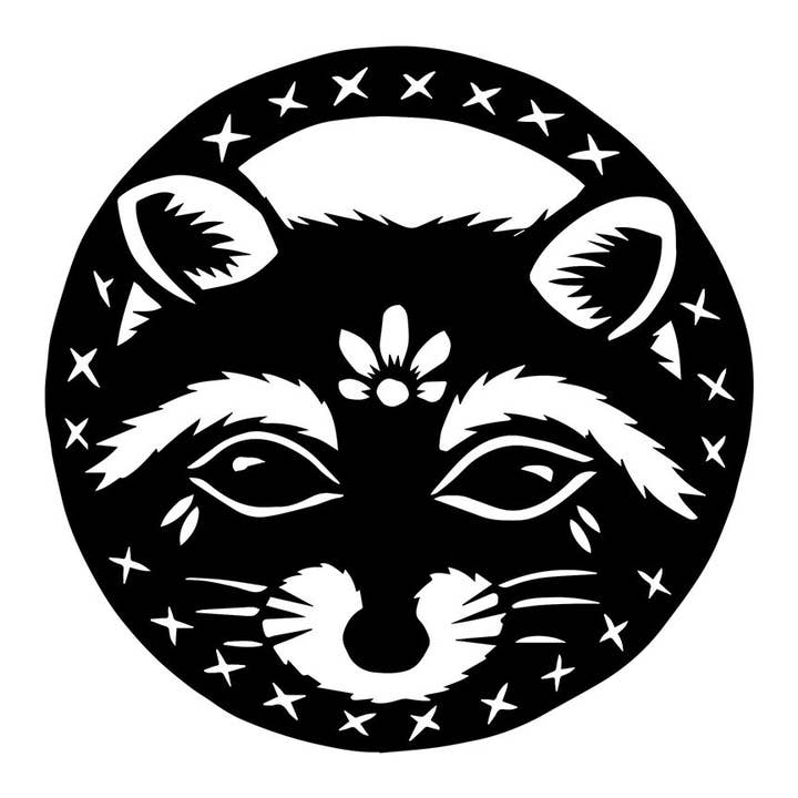 Woodland Critters : Raccoon - Impression artistique sur papier découpé 8 x 8 pouces pour la vente par Rural Pearl: Cut Paper Art by Angie Pickman