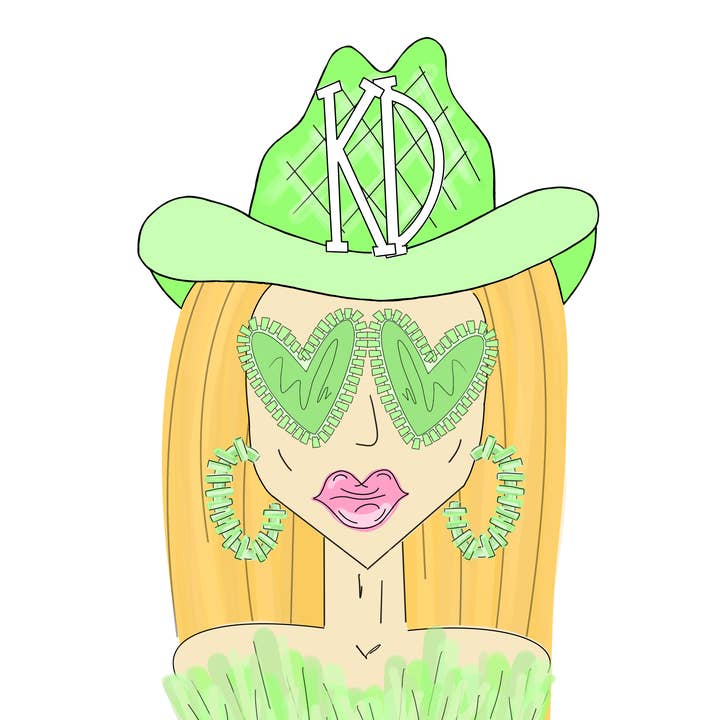 Kappa Delta - Grøn Funky Cowgirl - Sorority STICKER for engroshandel hos Made By Marissa Art