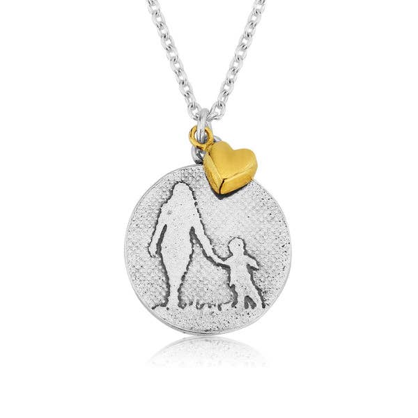 MOTHER & CHILD NECKLACE (ROUND), STERLING SILVER for wholesale by Charlotte Lowe