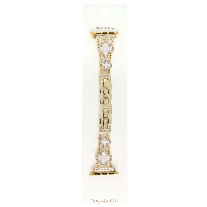 SP Sophia Collection - Wholesale Watch Band/Strap - Unisex - Quatrefoil Rhinestone Pave Apple Watch Chain Band