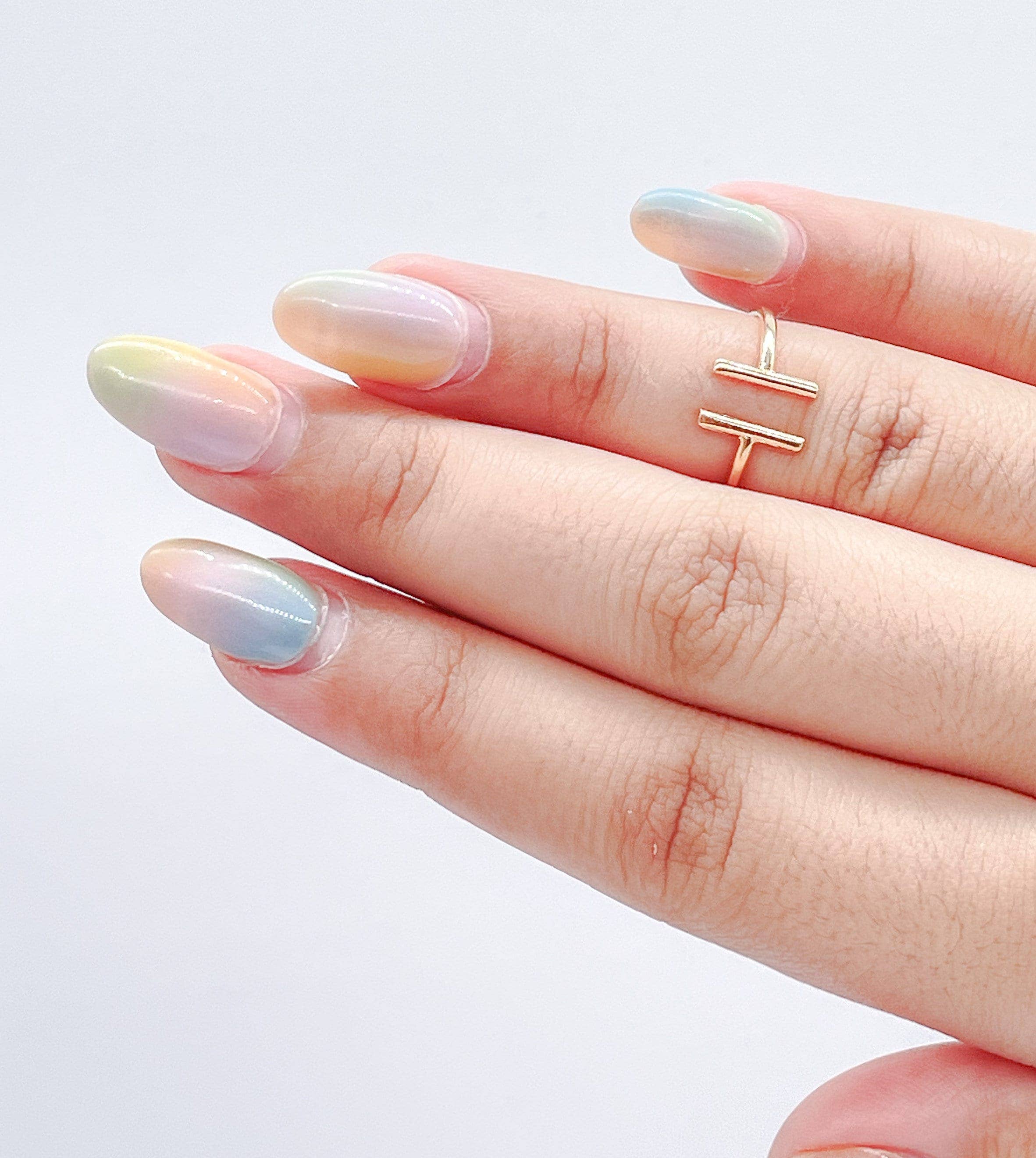 Milie - Wholesale Band/Stacked Ring - 18k GF Plain Dainty Adjustable Ring With Parallel B2