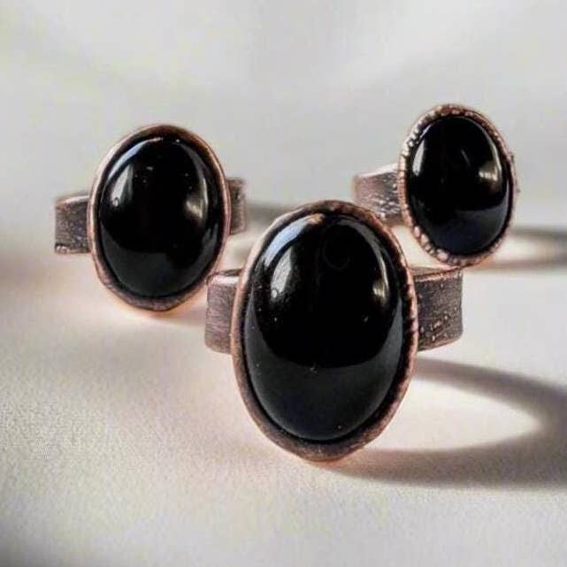 Black Onyx Boho Statement Ring Handmade by Blackbird & Sage for wholesale by Blackbird & Sage Jewelry