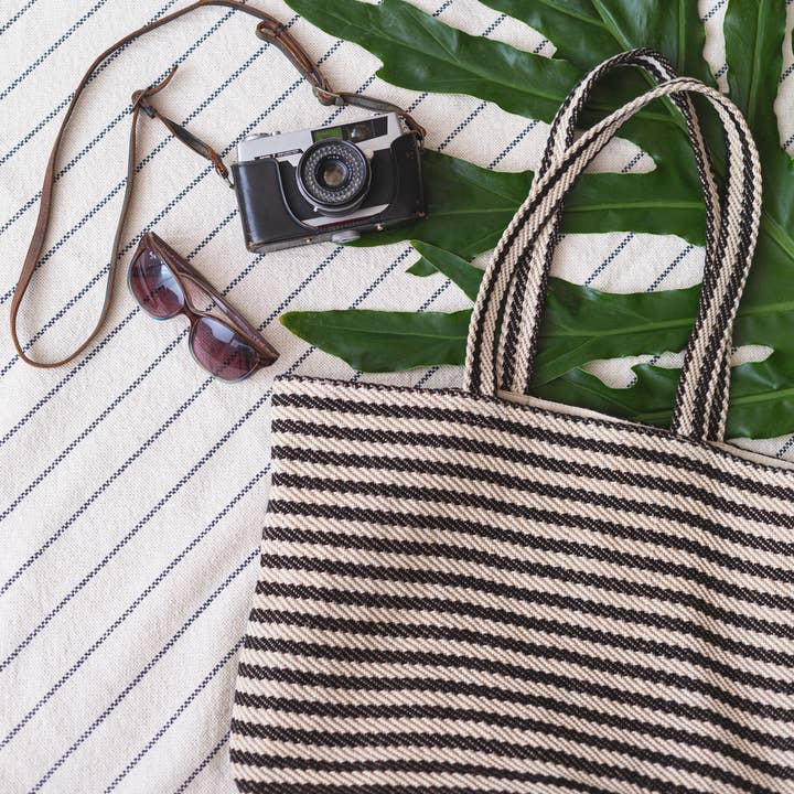 Will & Atlas - Wholesale Tote Bag - Women's - Shoulder Bag, jute / Paris black stripe