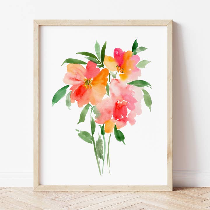 Anemone Bloemen Boeket Aquarel Kunstdruk voor wholesale door Pia Chella