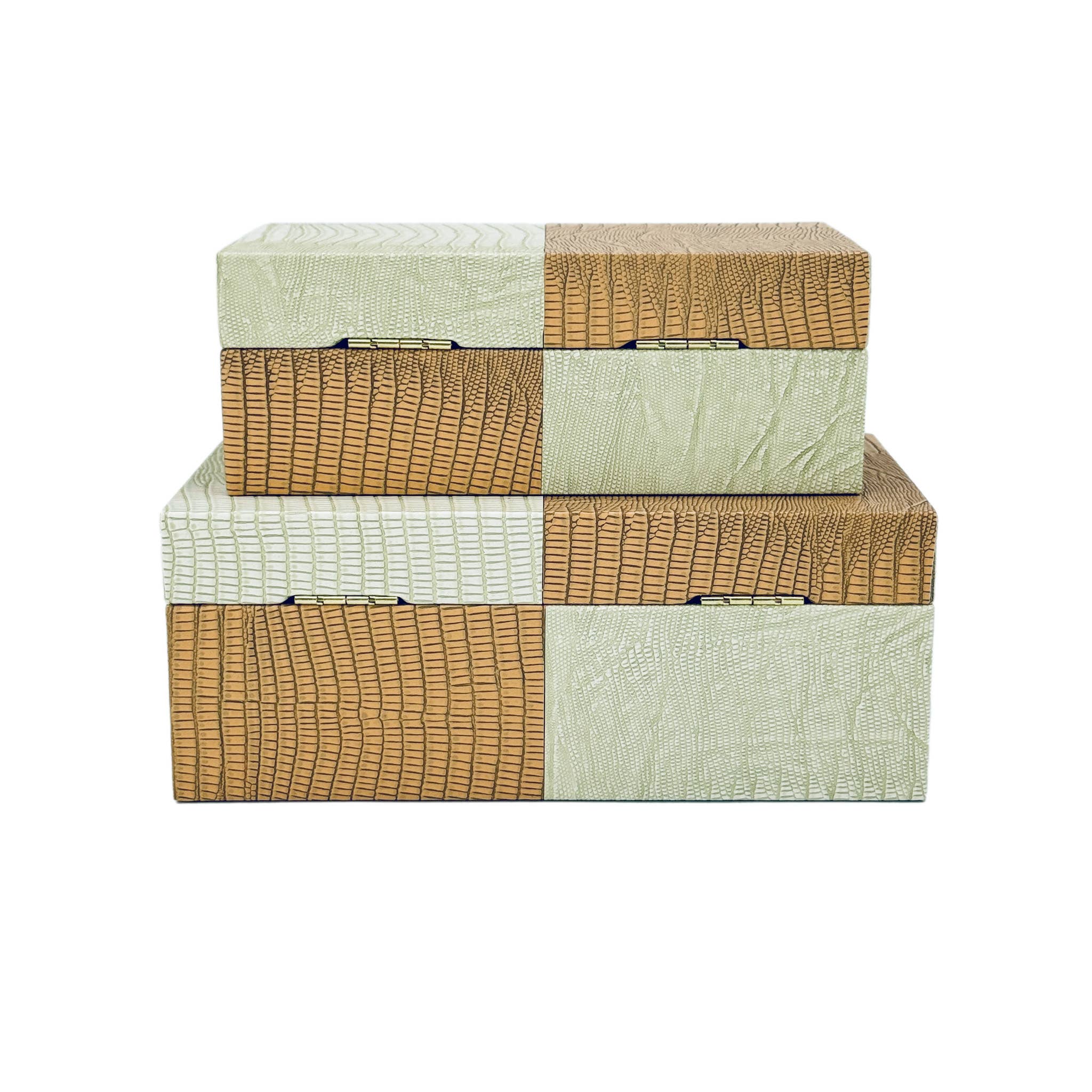 Galt International Company - Vente Boîtes décoratives - Coffret décoratif bicolore en cuir végétalien3