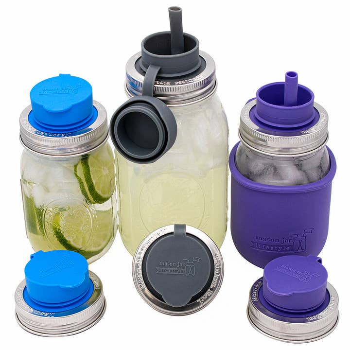 Mason Jar Lifestyle - Wholesale Drink Lids - Pop-Up Sippy Straw Leak Resistant Lids for Regular Mouth Mason Jars