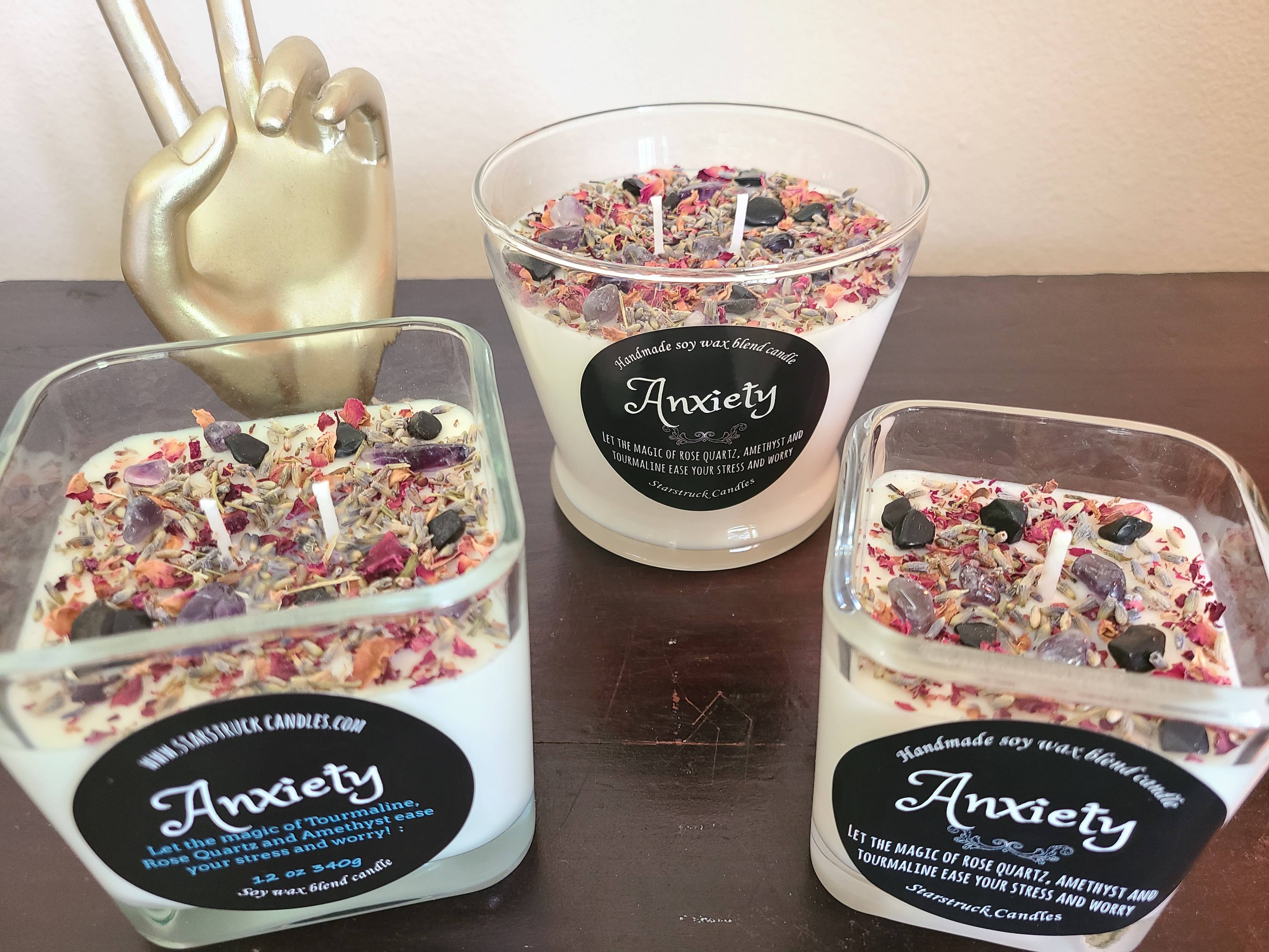 Starstruck Candles - Wholesale Jar/Filled Candle - Anxiety Crystal Intention Candle2