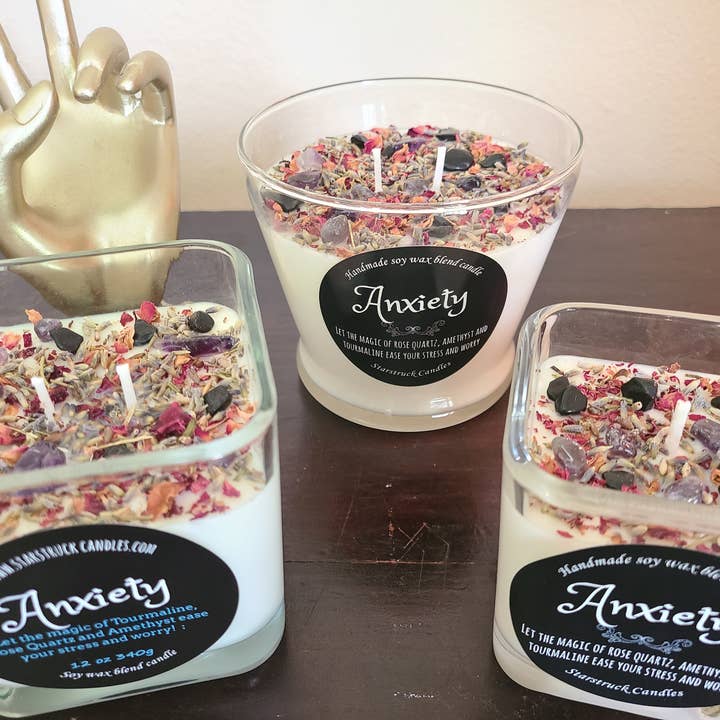 Starstruck Candles - Wholesale Jar/Filled Candle - Anxiety Crystal Intention Candle2