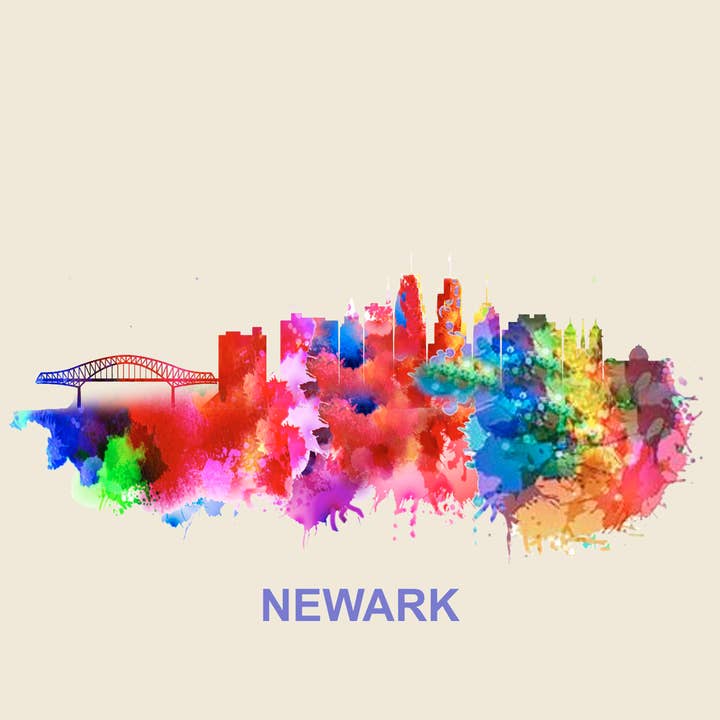 City Of Newark Skyline Cityscape Watercolor Art for wholesale by BMS BIZ