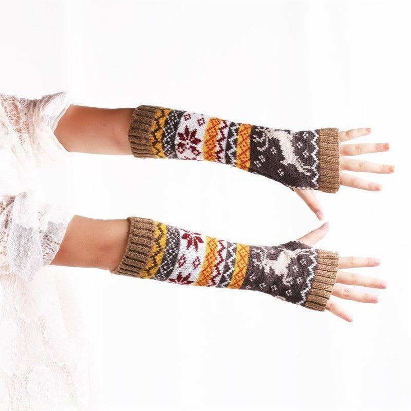 Ekartini - Vente Gants – femme - Gants tricotés demi-doigts de Noël0