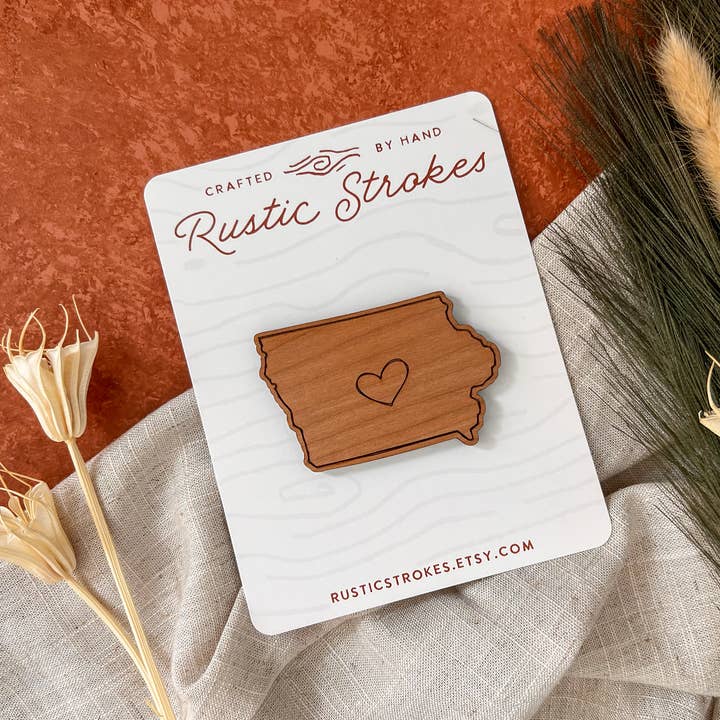 Iowa State Magnet | Wooden IA Fridge Magnet for wholesale by RusticStrokes