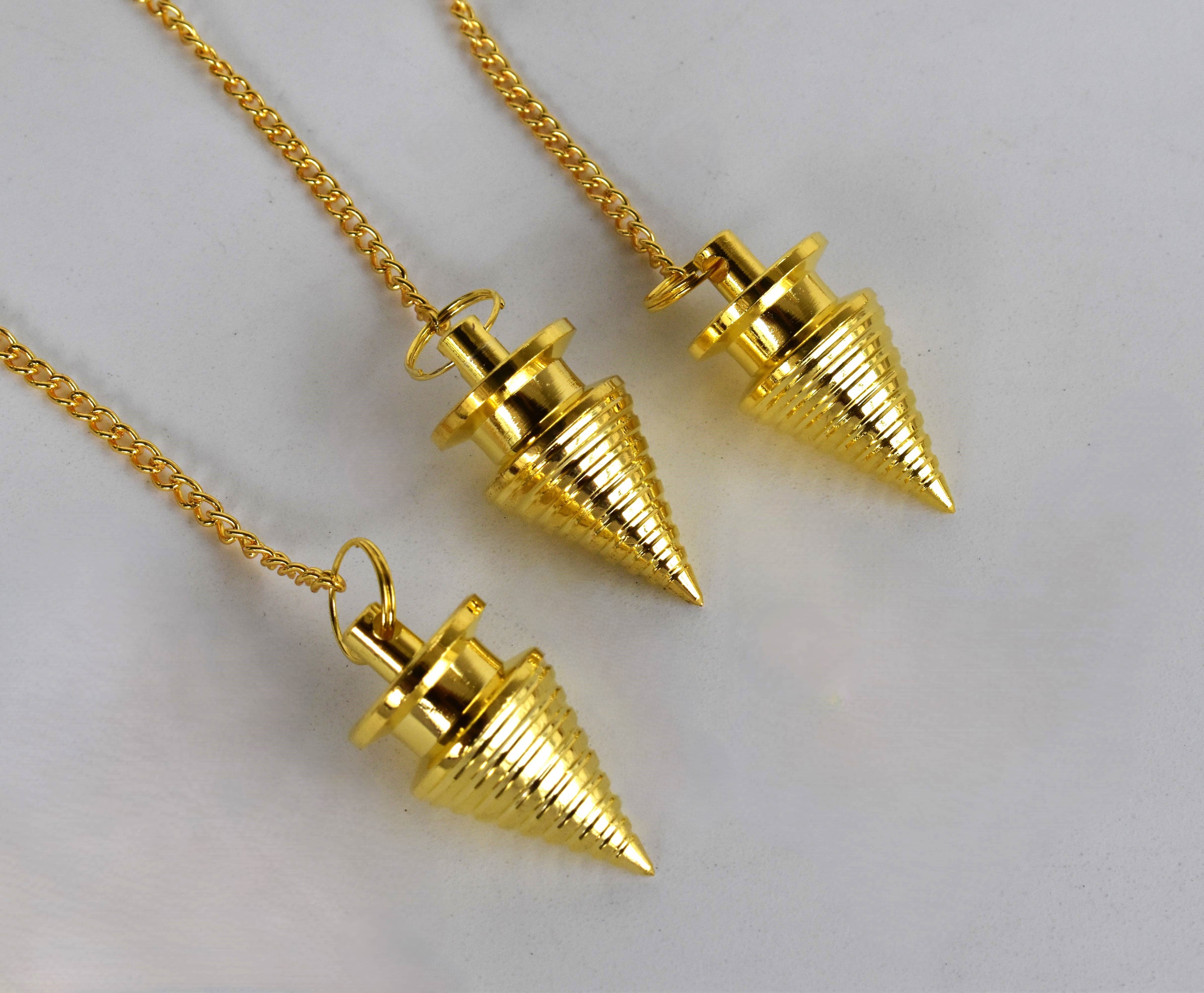 Soothing Crystals - Wholesale Meditation Supplies - Brass Golden Metal Pendulums, Solid Silver Ball Pendulum6