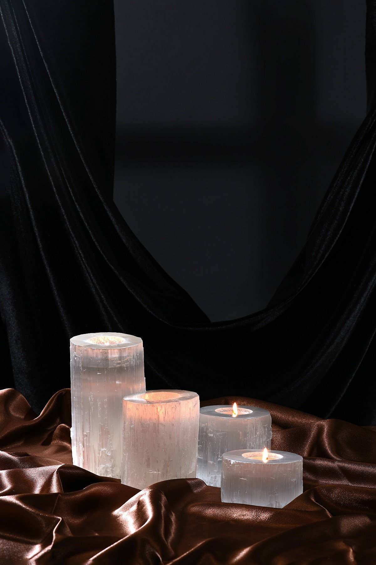 Yemma Goods – wholesale Ljushållare – Naturlig marockansk selenitkristall teljushållare handgjord7