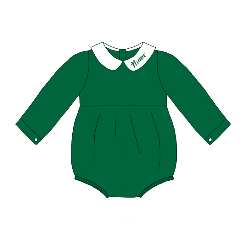 Auraquise - Vente Ensemble de vêtements – bébé - Vêtements de Noël personnalisés pour frères et sœurs en velours côtelé vert – Broderie de nom personnalisée8