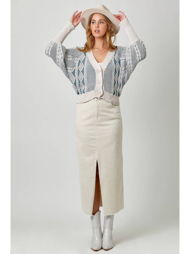 Mystree - Wholesale Skirt - Women's - 60742 Washed Front Slit Corduroy Skirt