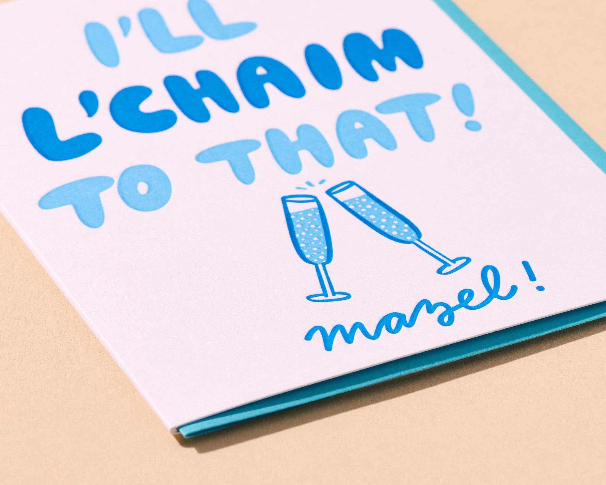 And Here We Are - Wholesale Birthday Card - L'Chaim To That Letterpress Hanukkah Card, Jewish, Congratulations - Made in USA1