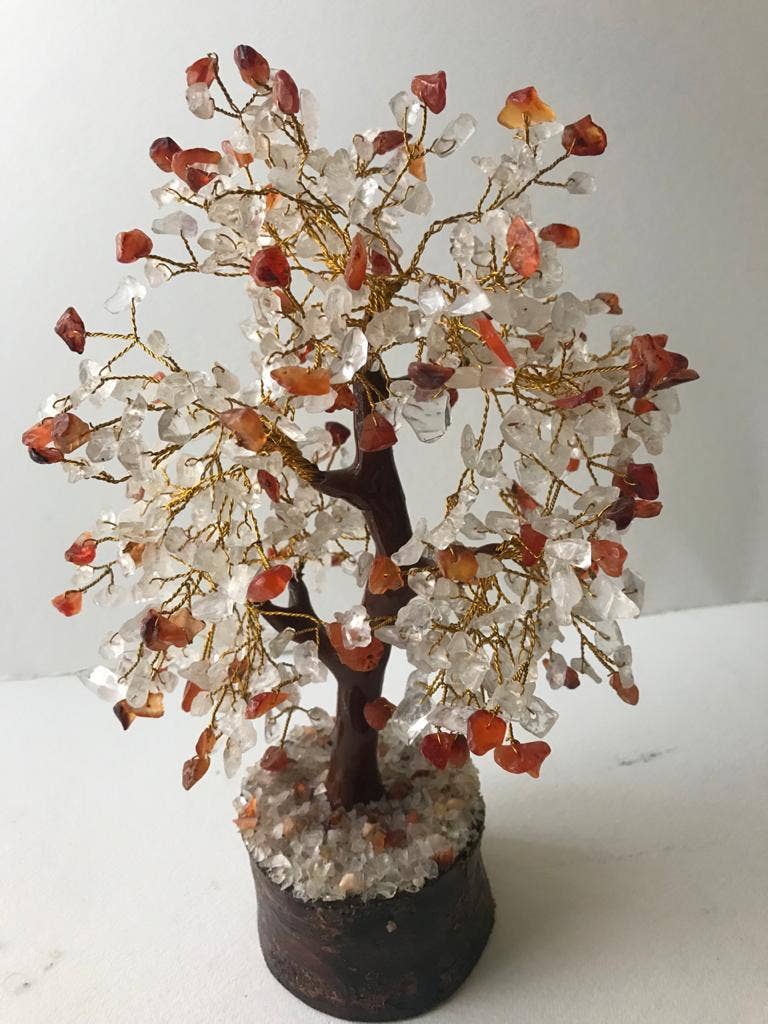 jiomind - Venta al por mayor Piedras/cristales espirituales - Cuarzo transparente+árbol de piedras preciosas de cornalina (500 fichas, alambre dorado)3