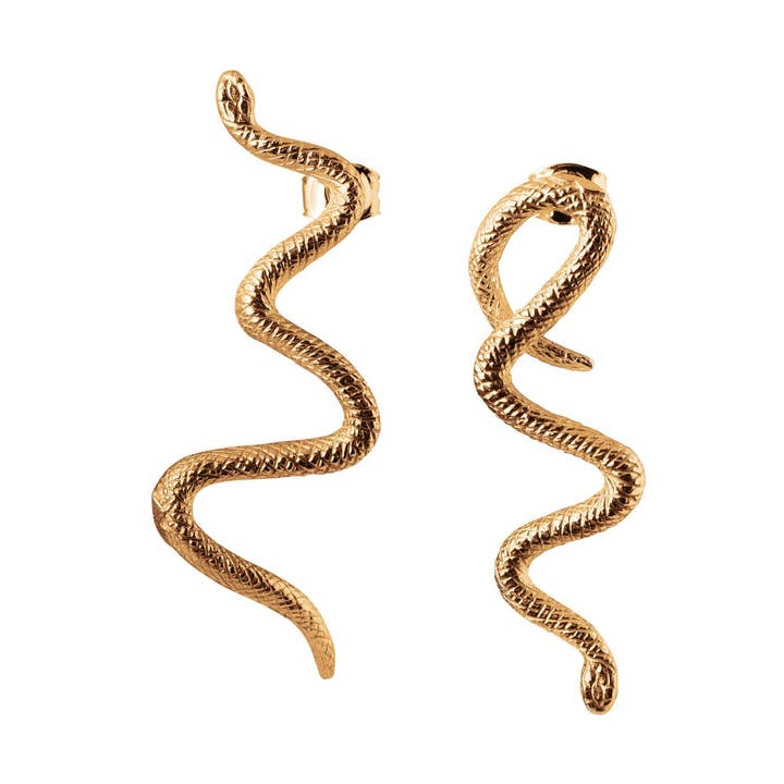 PENDIENTES PYTHON, chapados en oro de 18 quilates para venta al por mayor de Carolinne B