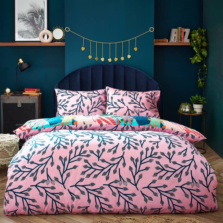 Aqua Pink Coralina Tropical Palm Duvet Cover Set Aqua/Pink for wholesale on Faire