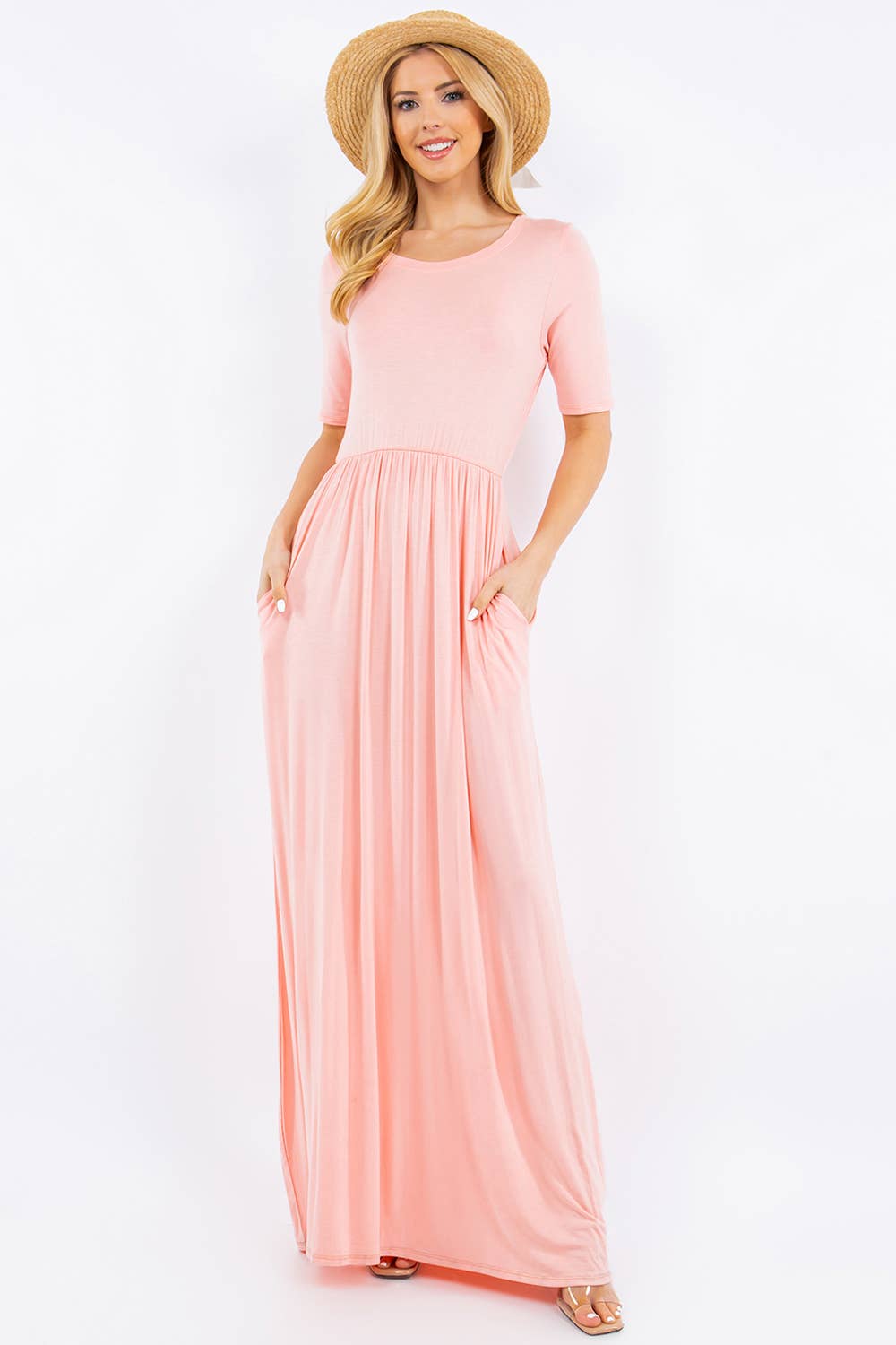 Celeste Clothing - Wholesale Dress - Women's - PLUS SIZE MODEST MAXI DRESS WITH POCKETS -CD23411T-PL29