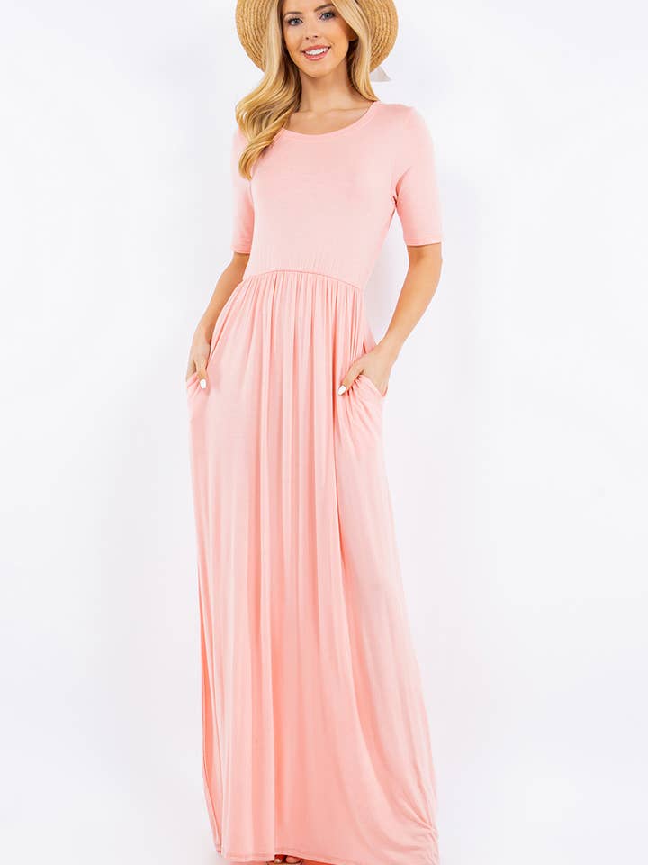 Celeste Clothing - Wholesale Dress - Women's - PLUS SIZE MODEST MAXI DRESS WITH POCKETS -CD23411T-PL29