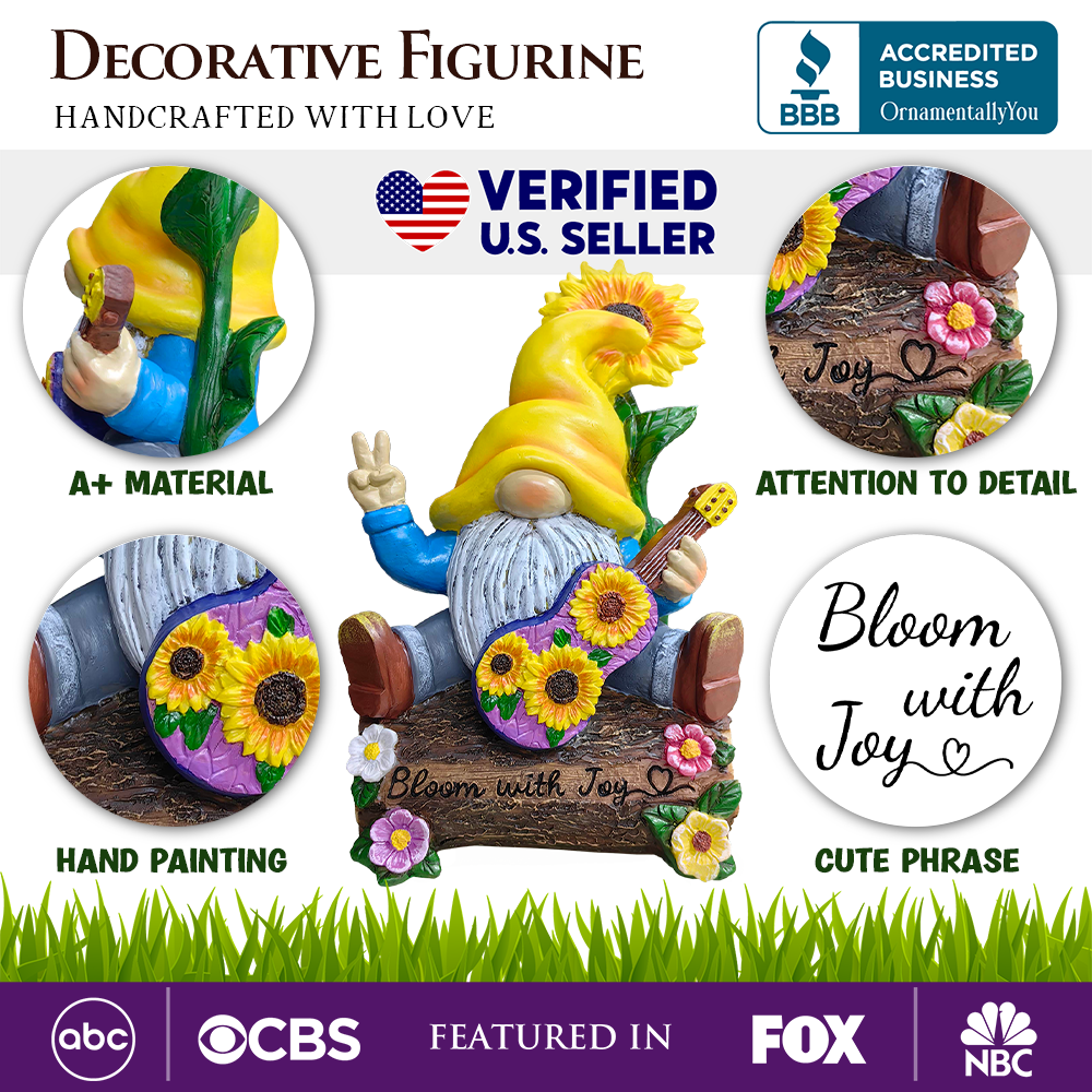 OrnamentallyYou - Wholesale Decorative Figurine - Bloom with Joy Sunflower Gnome 10" Garden Statue Figurine1