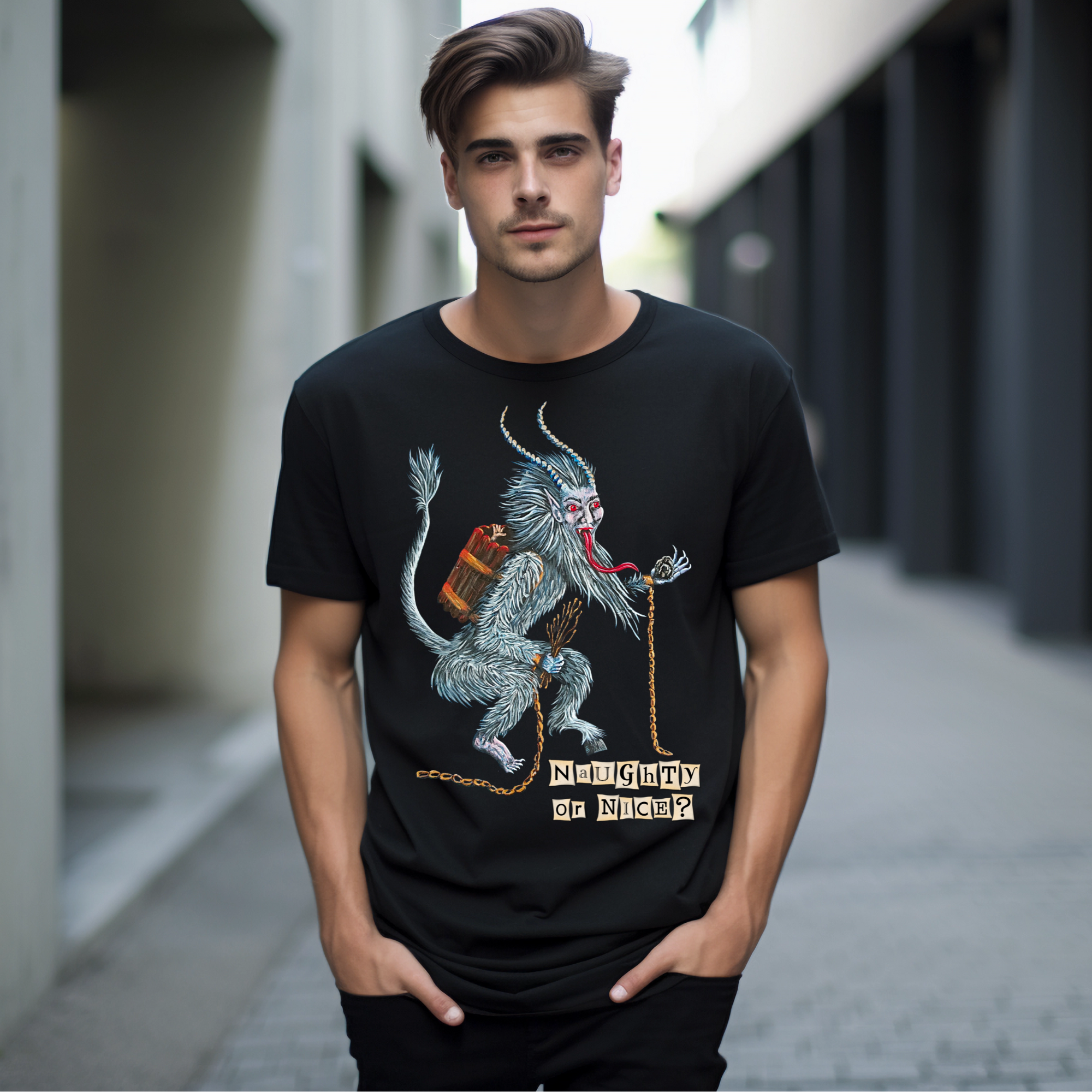 Hannah Kate Makes - Wholesale T-Shirt (Graphic) - Unisex - Krampus T-shirt - Black - 100% Cotton - Regular/Fitted Tee1