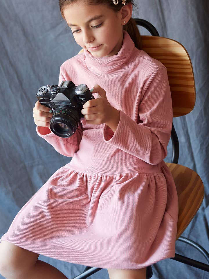 Girl's High Neck Knitted Dress for wholesale by Newness Kids