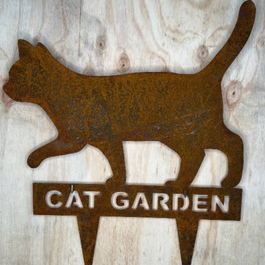 Cat Garden - Stake Rusty Art Decoration Wall Ornament Gift for wholesale by Precision Waterjet