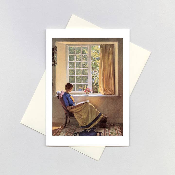 Woman Reading at Window - Women Card for wholesale by Laughing Elephant