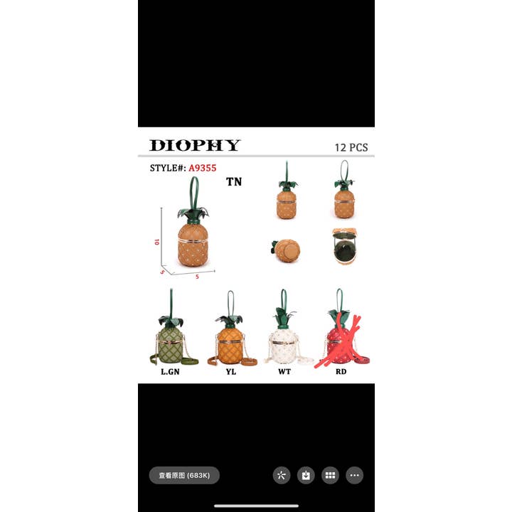 MB Fashion Wholesale - Wholesale Top Handle Bag - Women's - Every Fashion Pineapple-Inspired Studded Barrel Handbag with Drawstring Top4