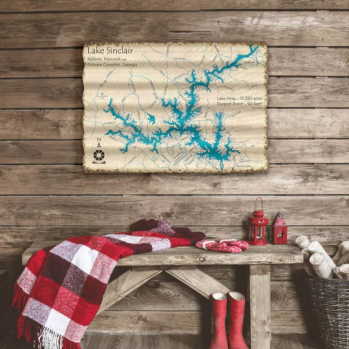 Old Wood Signs – wholesale Skylt – Lake Sinclair, Georgia - Väggkonst i korrugerad metall1