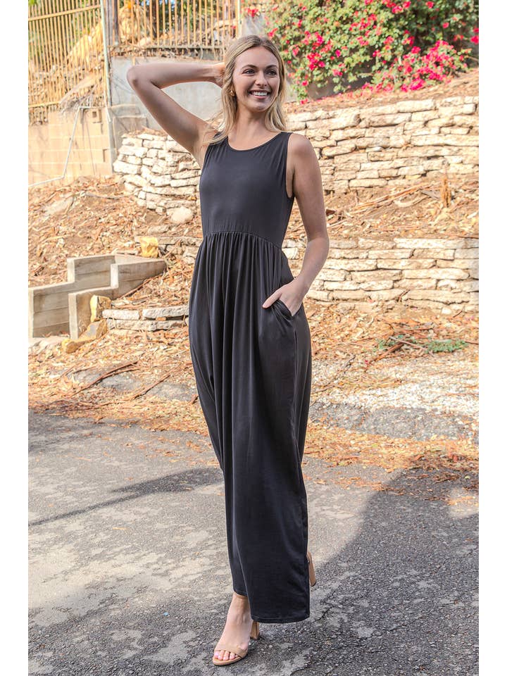 You & Me - Vendita all'ingrosso Vestito - Donna - YMD10095V-ABITO LUNGO SENZA MANICHE A TINTA UNITA10