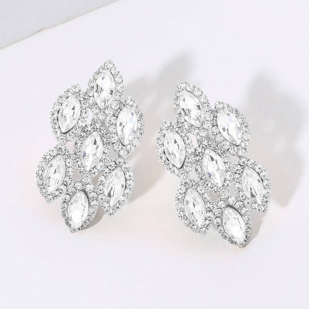 Sensibling Corp. - Wholesale Clip-On Earrings - Marquise Stone Embellished Clip On Earrings13