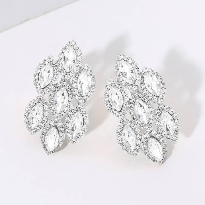 Sensibling Corp. - Wholesale Clip-On Earrings - Marquise Stone Embellished Clip On Earrings13